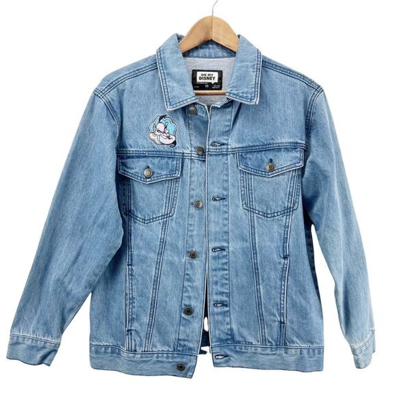 Oh My Disney Womens XS Aladdin Denim Trucker Jacket Genie Blanket Magic Carpet - Picture 1 of 10